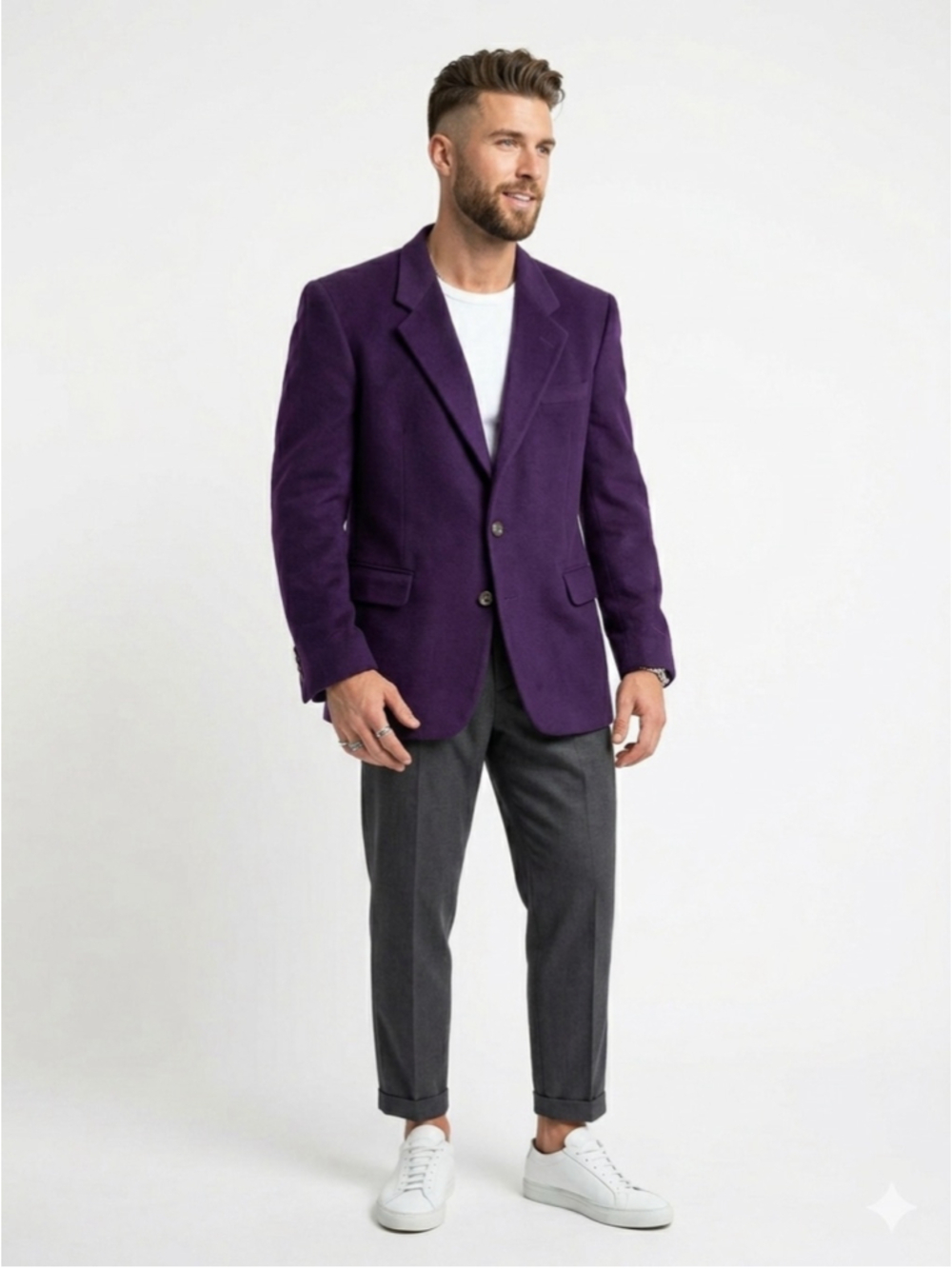 Classic Atlas Men's Italian Cashmere Blend Sport Coat Blazer - Purple (40 Reg)